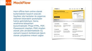 MockFlow4.3.6.
Hem offline hem online olarak
kullanılabilen tasarım aracıdır.
Sayfalar site haritaları ile organize
ediler...