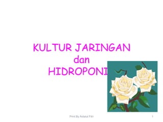 KULTUR JARINGAN
dan
HIDROPONIK
1Print By Aidatul Fitri
 