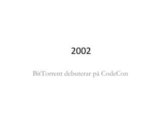 2002 BitTorrent debuterar på CodeCon 