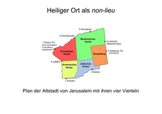 Heiliger Ort als non-lieu
Plan der Altstadt von Jerusalem mit ihren vier Vierteln
 