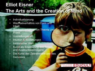 Elliot Eisner  The Arts and the Creation of Mind   <ul><li>Individualisierung </li></ul><ul><li>Wechselverhältnis von Form...