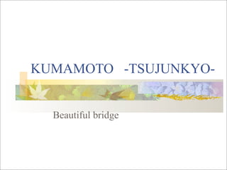 KUMAMOTO -TSUJUNKYO-


  Beautiful bridge
 