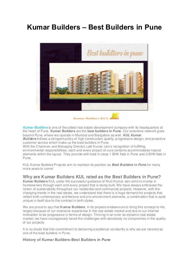 Kumar builders best builders in pune pdf