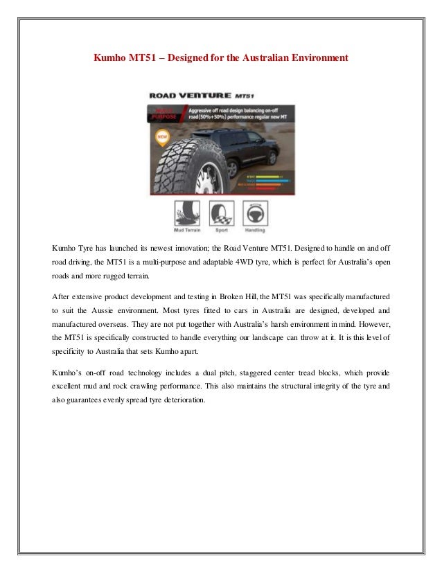 Kumho mt51–designed-for-the-australian-environment