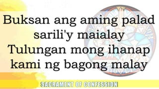 Buksan ang aming palad
sarili'y maialay
Tulungan mong ihanap
kami ng bagong malay
 