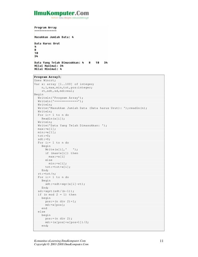 Kumpulan Contoh Program Pascal