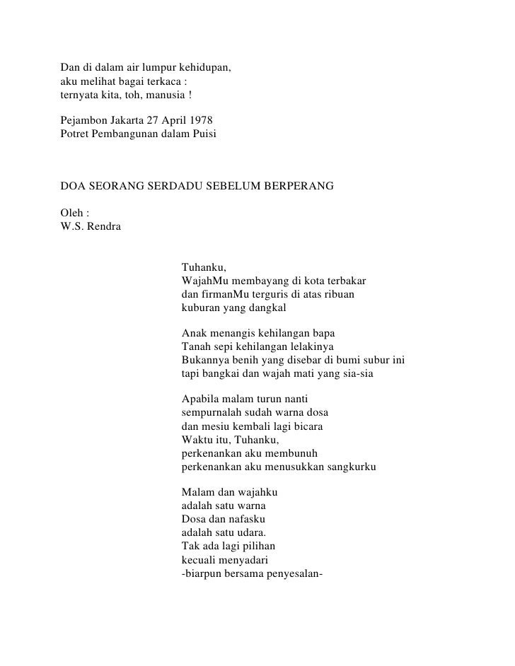 Puisi Tentang Guru Karya Ws Rendra - Kumpulan Puisi 5 728