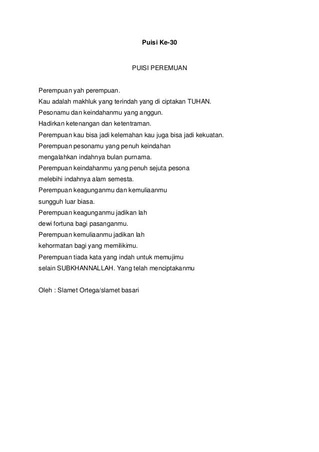 Kumpulan 30 Puisi Tentang Wanita