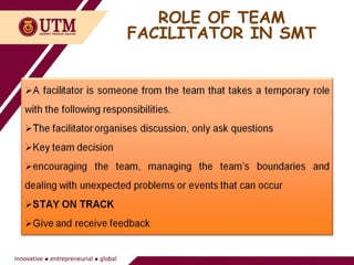ROLE OF TEAM
FACILITATOR IN SMT
 