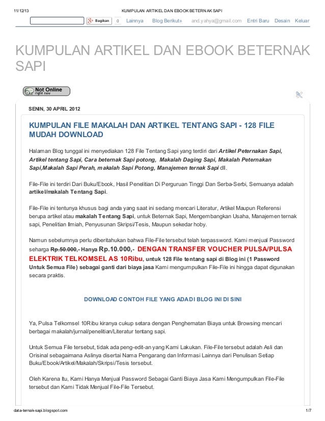 Kumpulan Artikel Dan Ebook Beternak Sapi Di Blog Http Data Ternak S