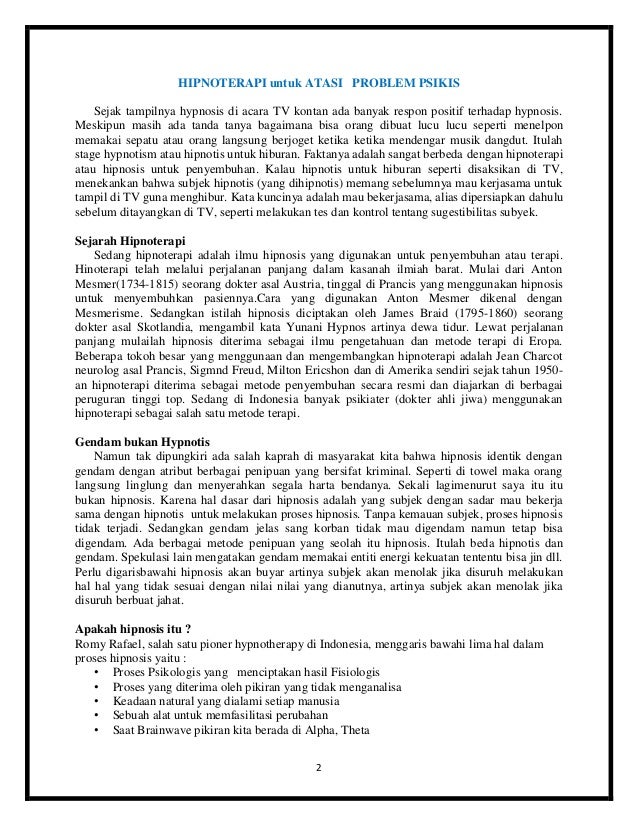 Kumpulan Artikel Populer Healing With Hypnosis Yus