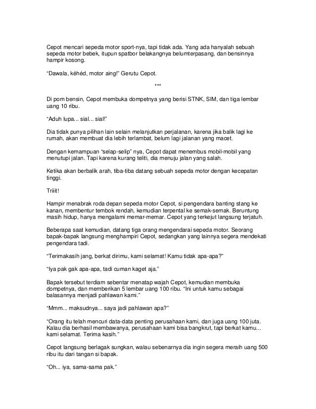 Cerpen singkat jatuh dari motor