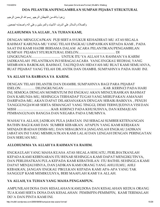 Contoh Doa Acara Resmi Belajar