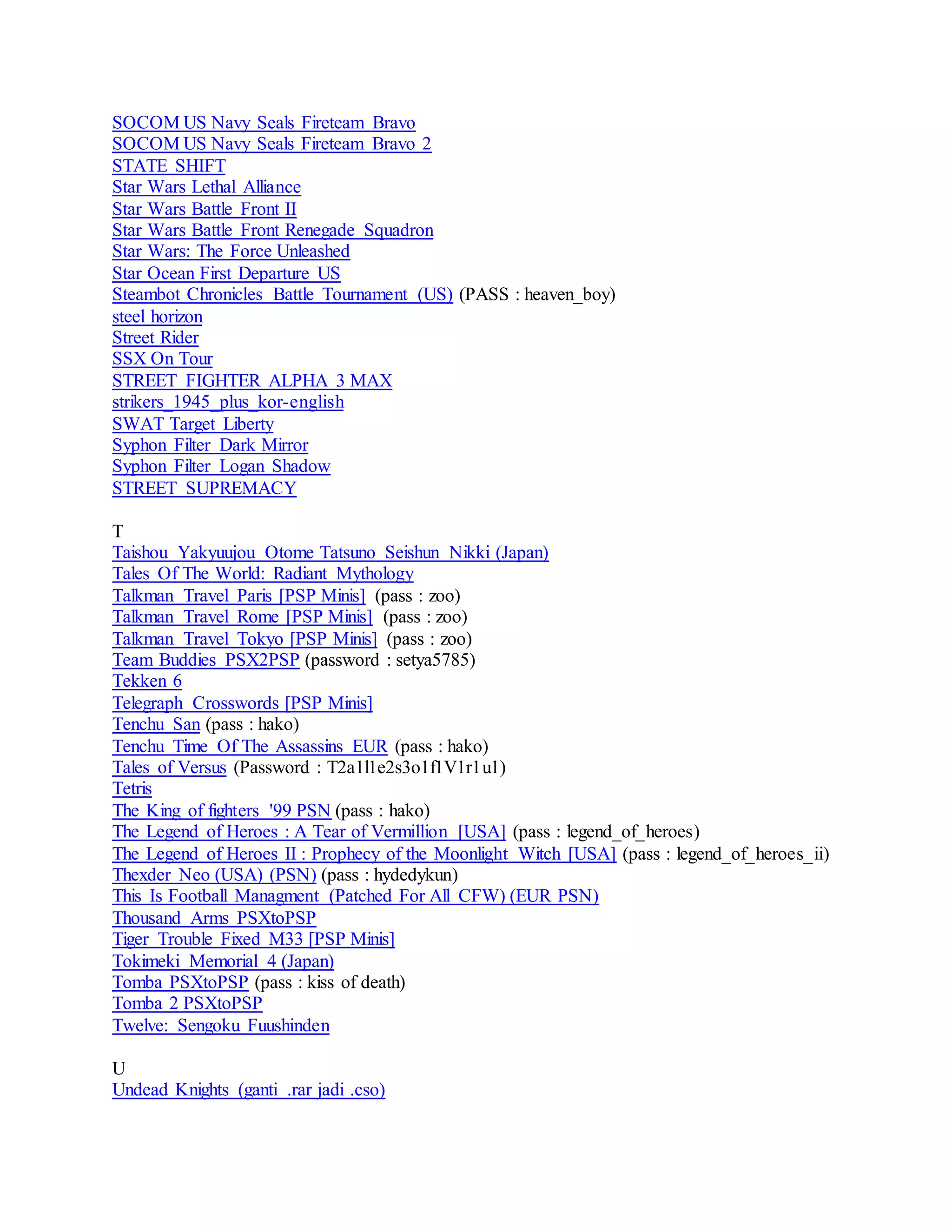 Kumpulan Game Psp Iso
