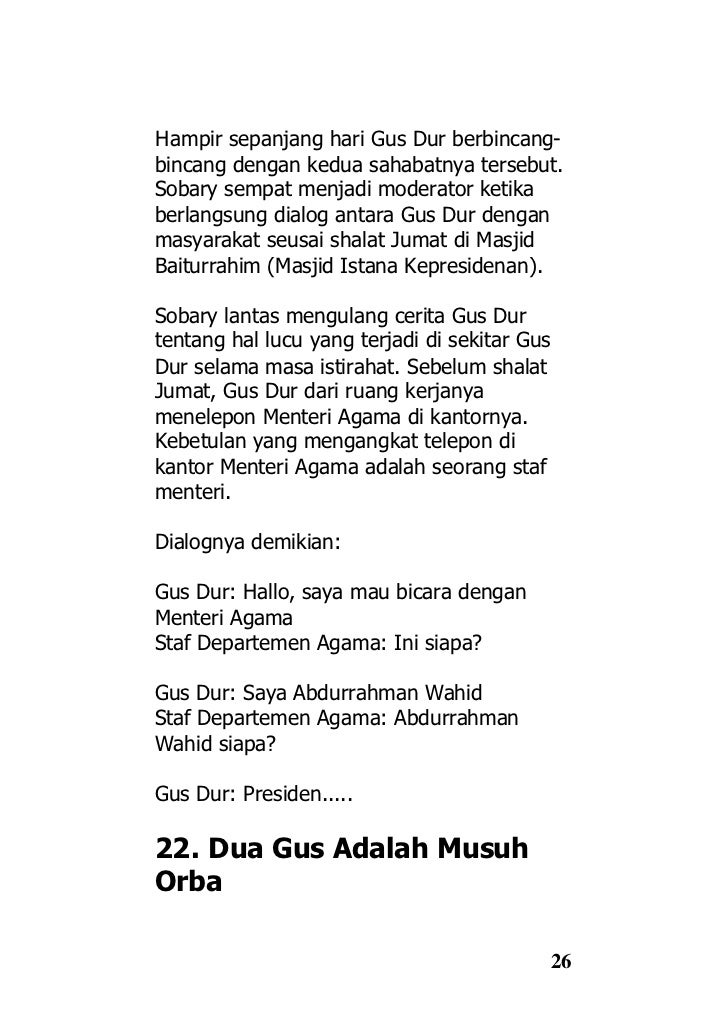 Kumpulan Humor Gusdurdiinternet