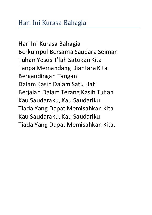 Chord Lagu Hari Ini Kurasa Bahagia / Hari Ini Ku Rasa Bahagia Lirik