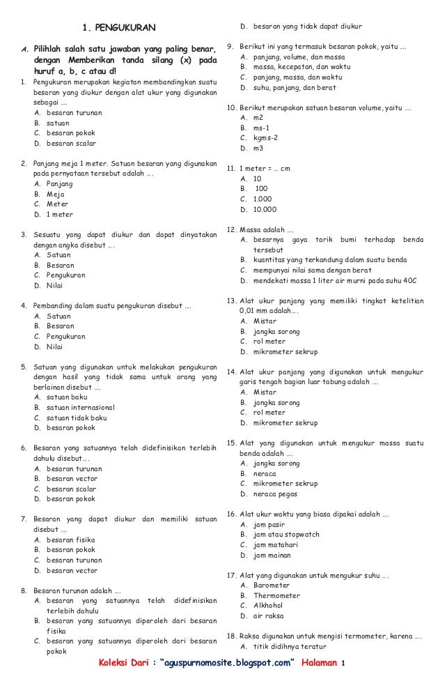 Kumpulan Latihan Soal IPA SMP Kelas VII Lengkap 1 Tahun