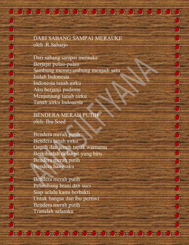 Kumpulan lirik lagu wajib kebangsaan indonesia | PDF