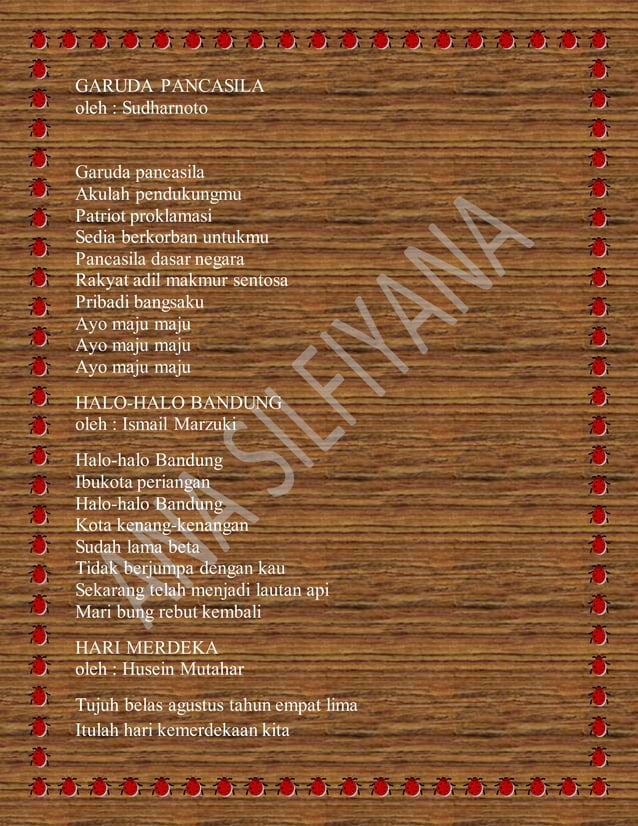 Kumpulan lirik lagu wajib kebangsaan indonesia | PDF