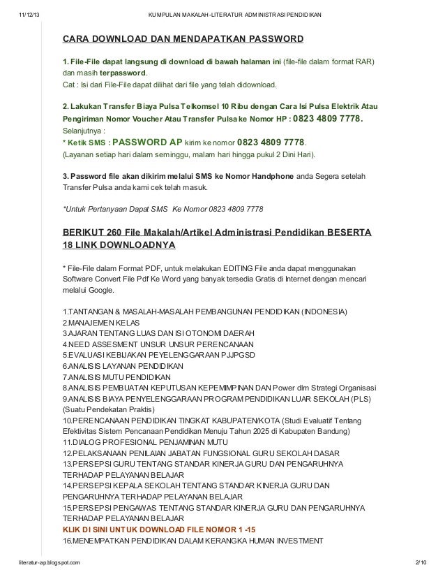 Kumpulan makalah literatur administrasi pendidikan di blog 