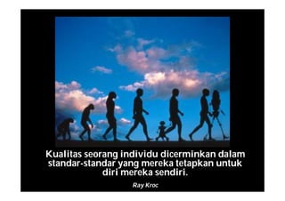 Kualitas seorang individu dicerminkan dalam
standar-standar yang mereka tetapkan untuk
diri mereka sendiri.
Ray Kroc
 