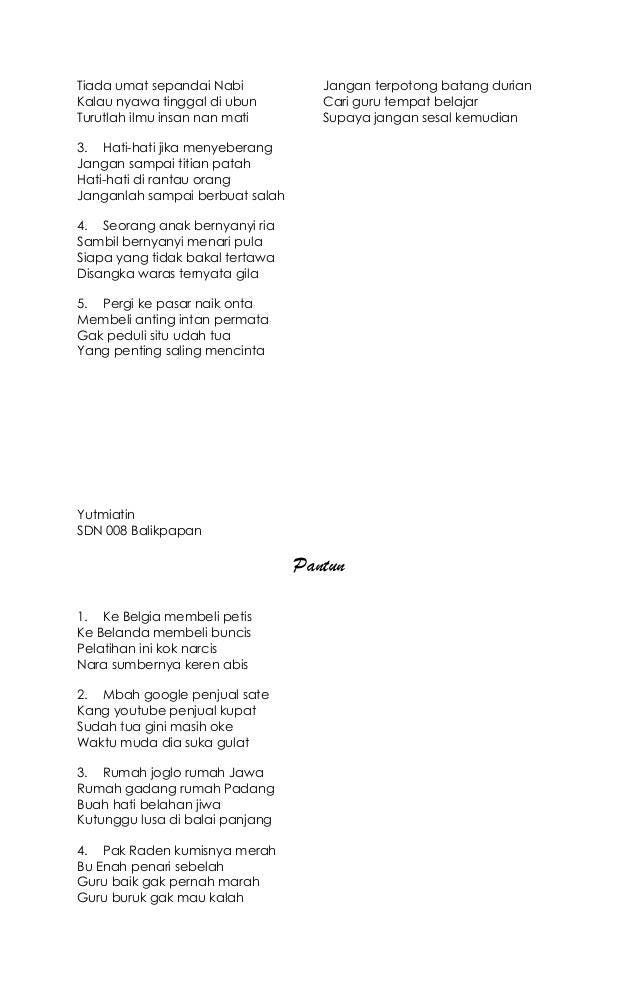 Kumpulan Pantun Kumpulan Pantun