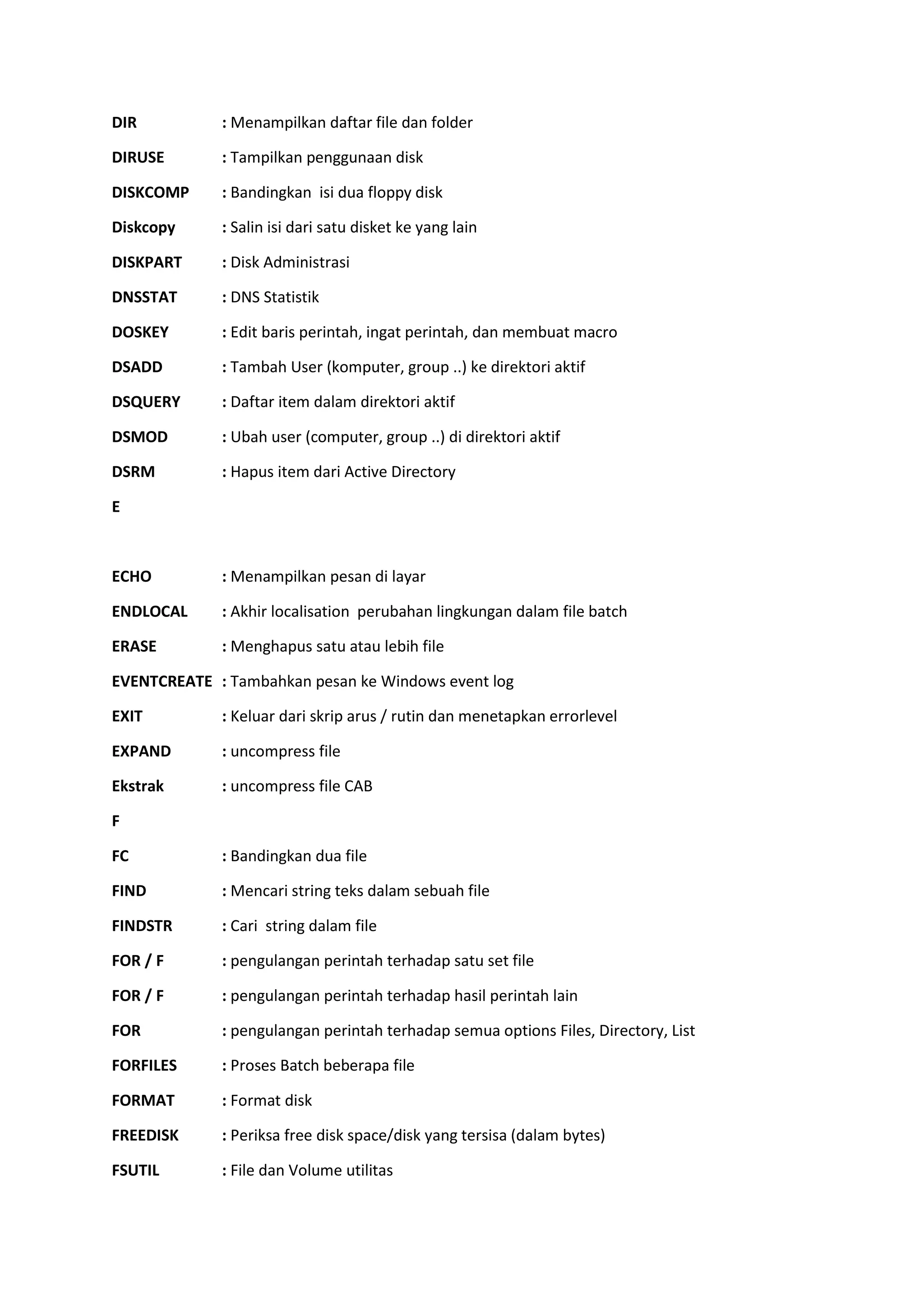 Kumpulan perintah command prompt | PDF
