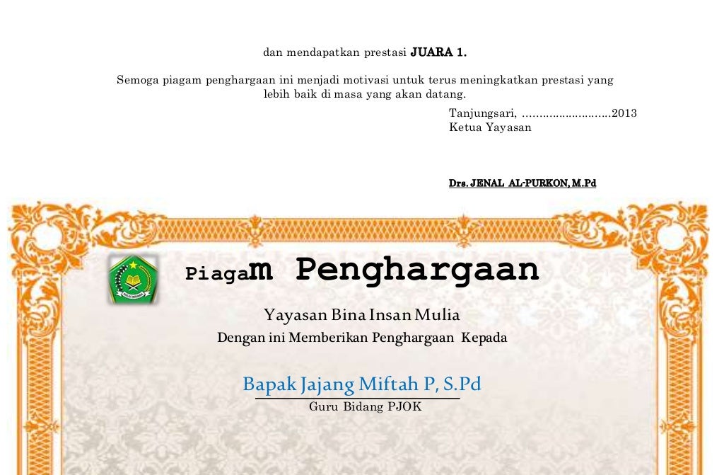 Kumpulan piagam penghargaan guru