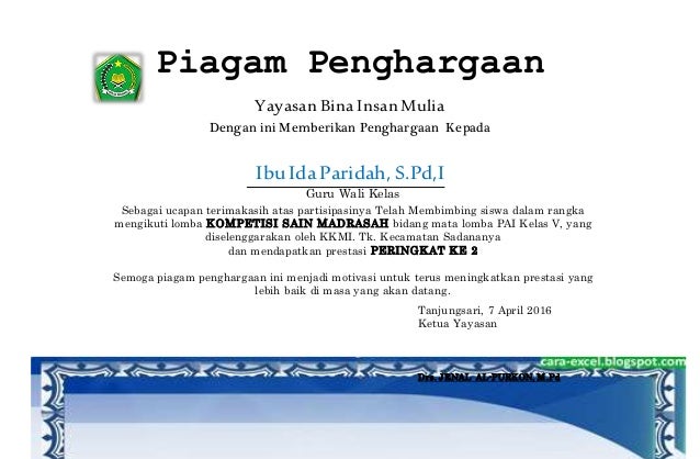 Kumpulan Piagam Penghargaan Guru