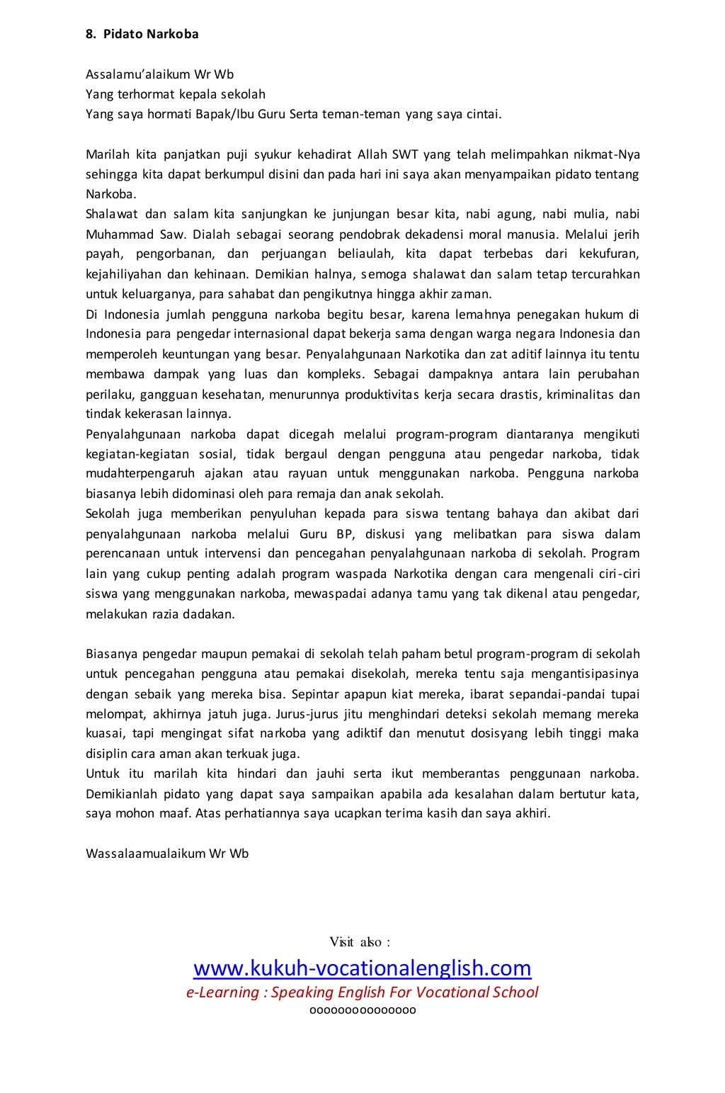 Kumpulan pidato tentang narkoba