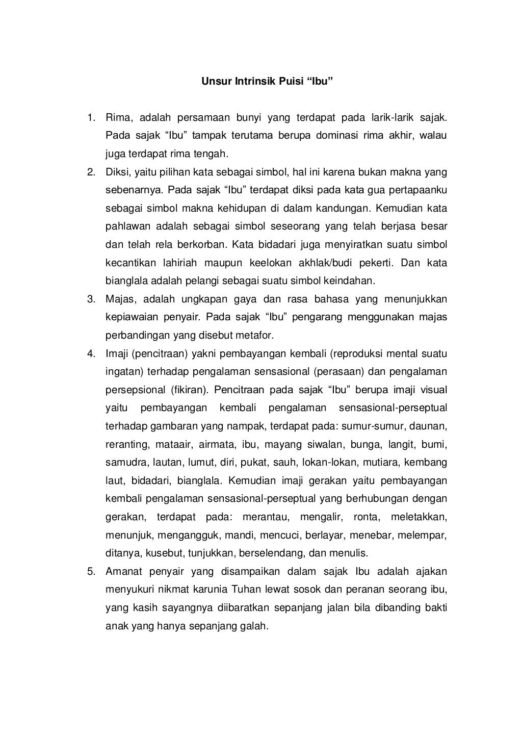 Kumpulan puisi dan unsur intrinsiknya Kumpulan puisi dan unsur intrinsiknya