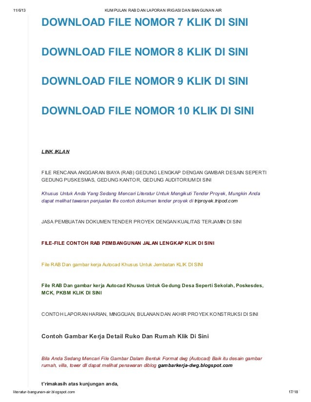 Kumpulan rab dan laporan irigasi dan bangunan air di blog 