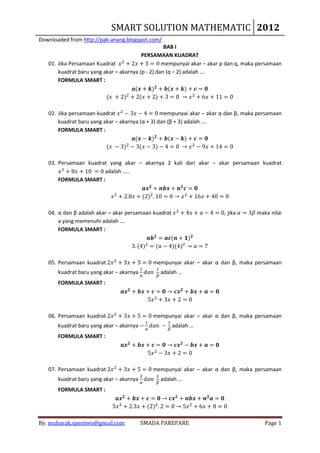 Kumpulan smart solution mathematics by mubarak spentwo | PDF
