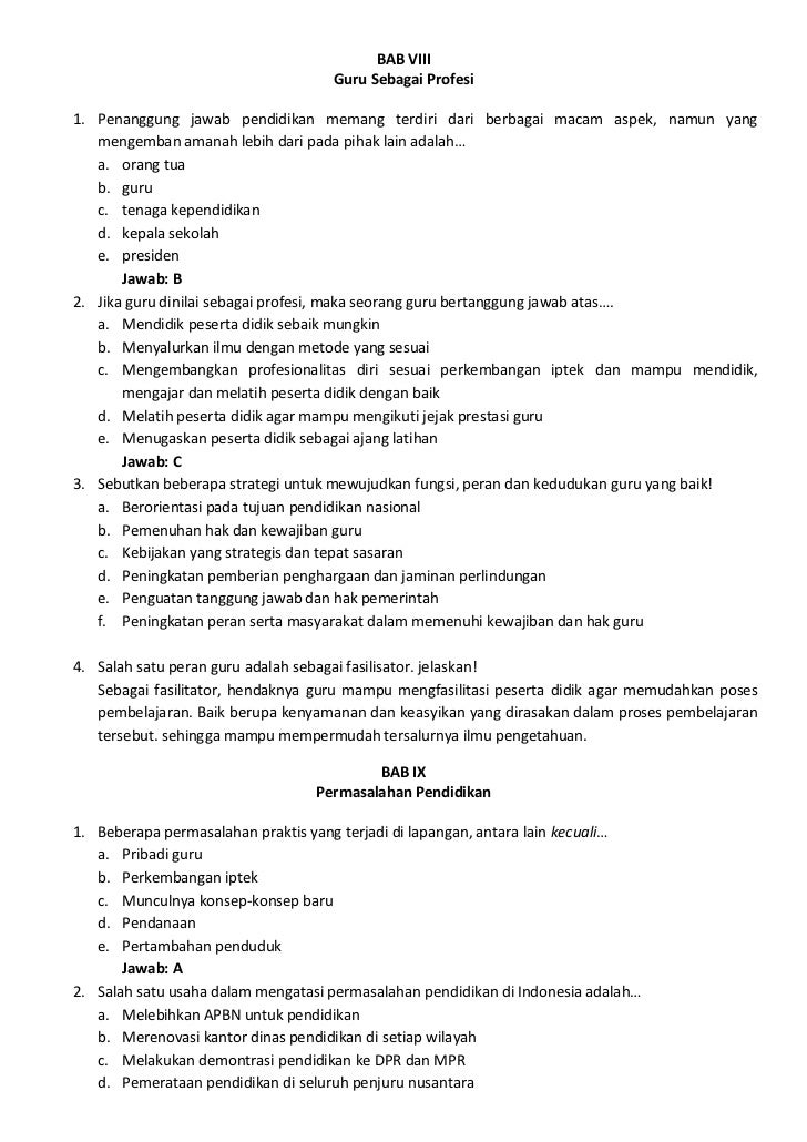 Kumpulan Soal Soal Landasan Kependidikan