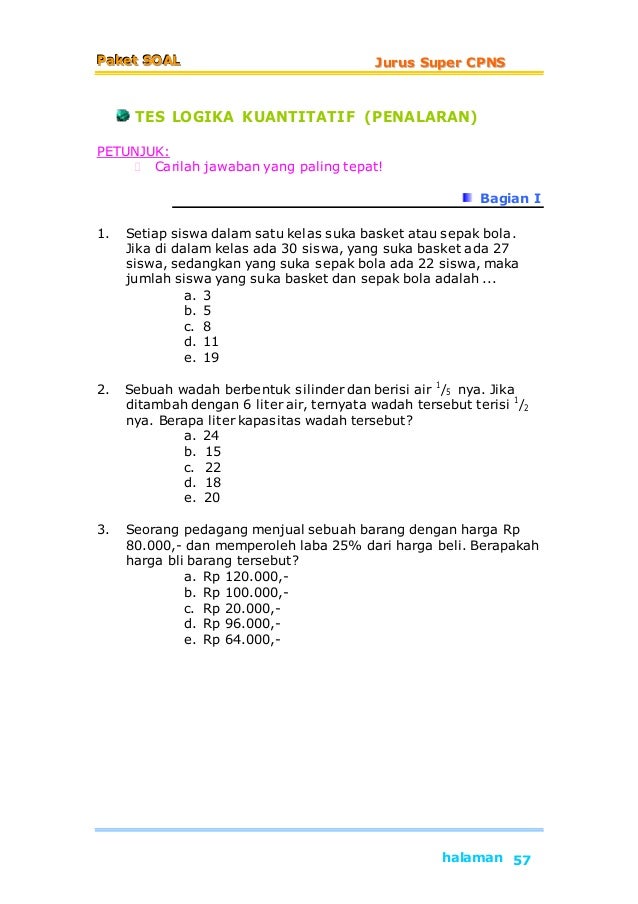 Kumpulan soal cpns terbaru 2019 paket 1