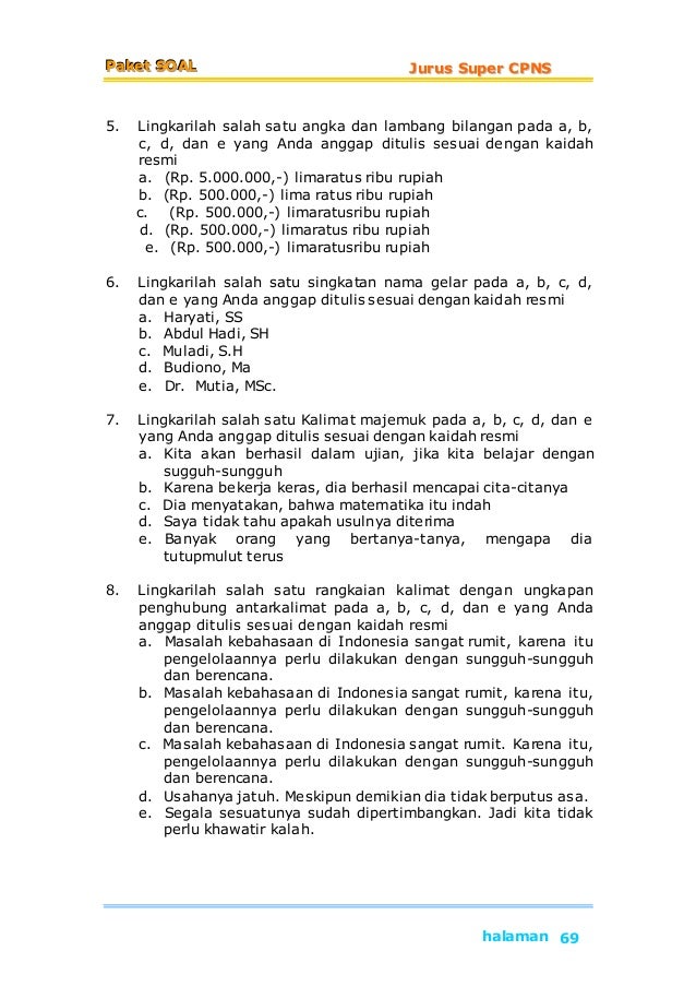 Kumpulan soal cpns terbaru 2019 paket 1 Kumpulan soal cpns terbaru 2019 paket 1