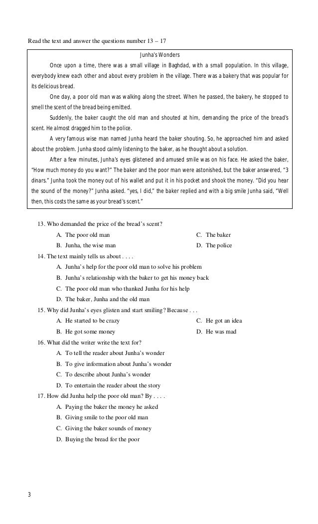 Contoh Soal Narrative Text Smp Kelas 9