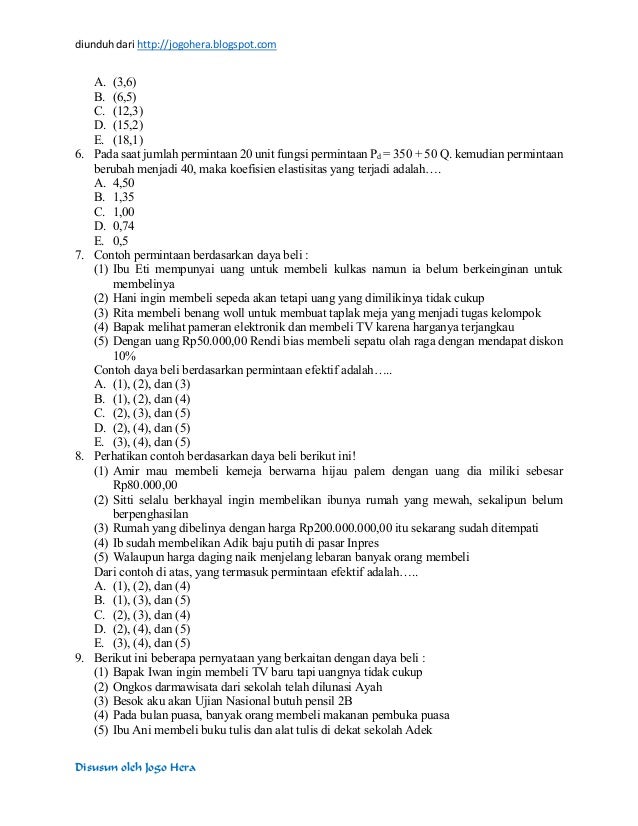 Contoh Soal Un Ekonomi 2016