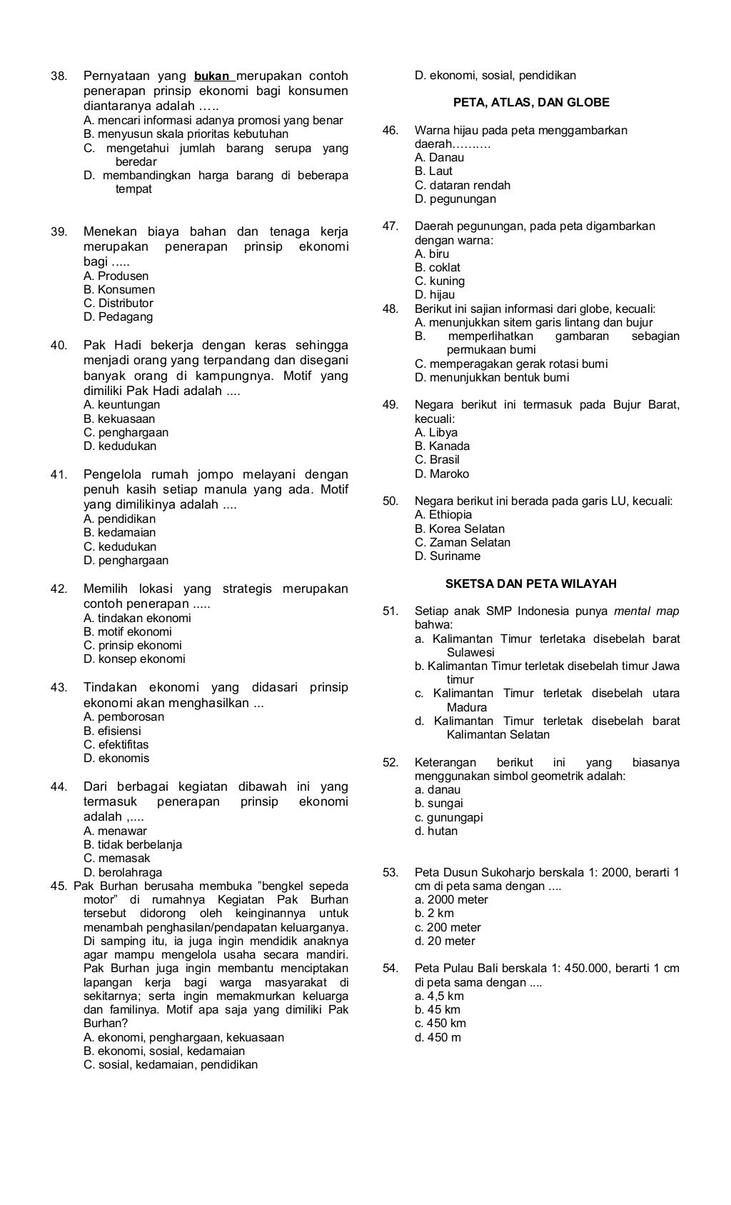Contoh Soal Sbmptn 2015 Ips