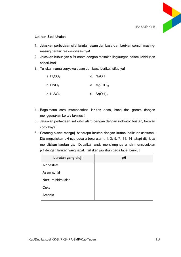 24++ Contoh Soal Uraian Asam Basa - Kumpulan Contoh Soal