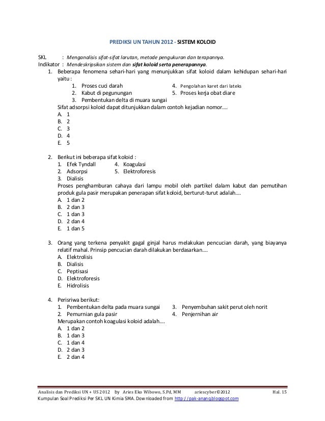 Kumpulan soal prediksi per skl un kimia sma 2012