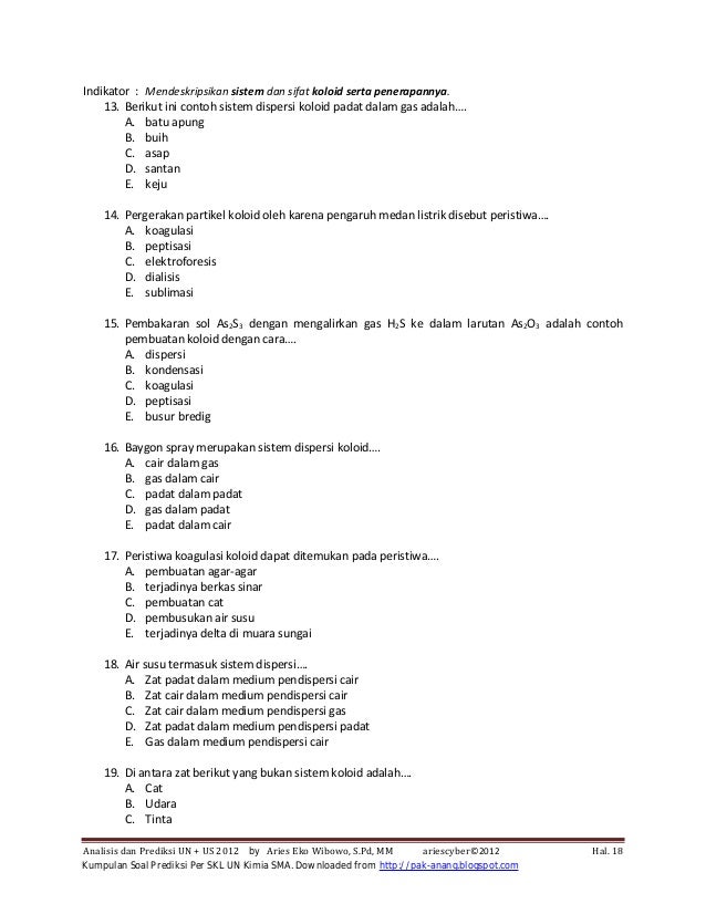 Kumpulan soal prediksi per skl un kimia sma 2012