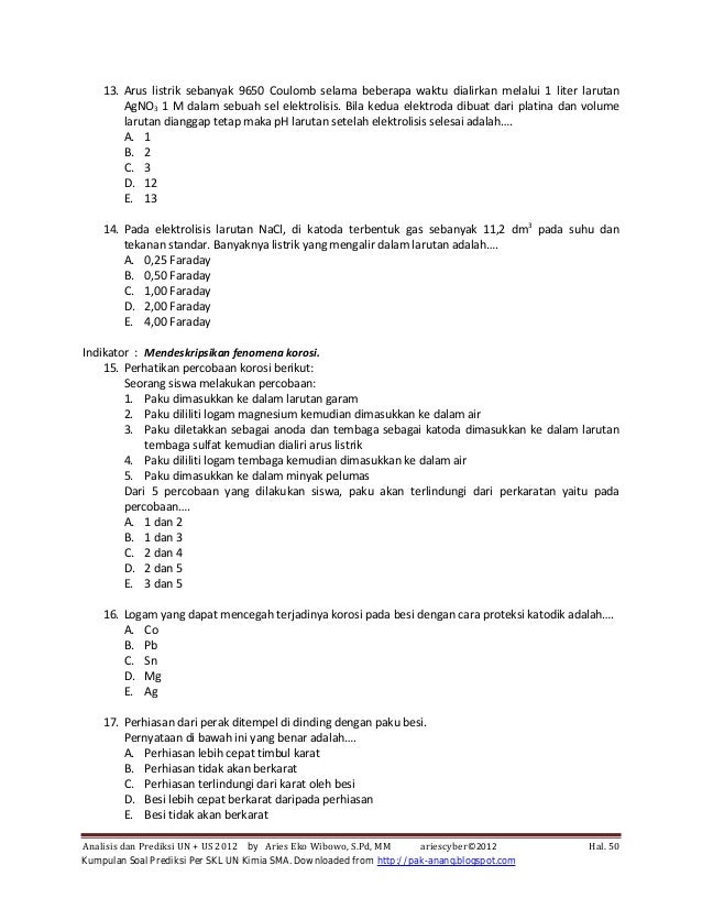 Kumpulan soal prediksi per skl un kimia sma 2012