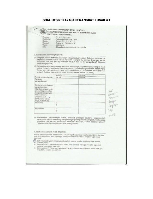 Contoh Soal Uas Rekayasa Perangkat Lunak