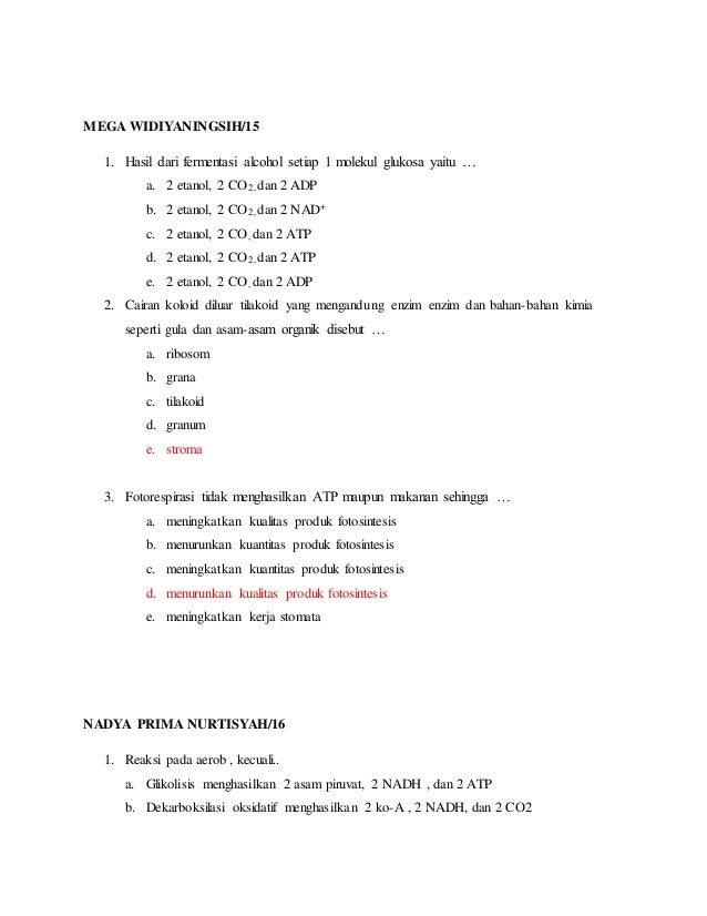 KUMPULAN SOAL BIOLOGI ENZIM DAN METABOLISME SEL