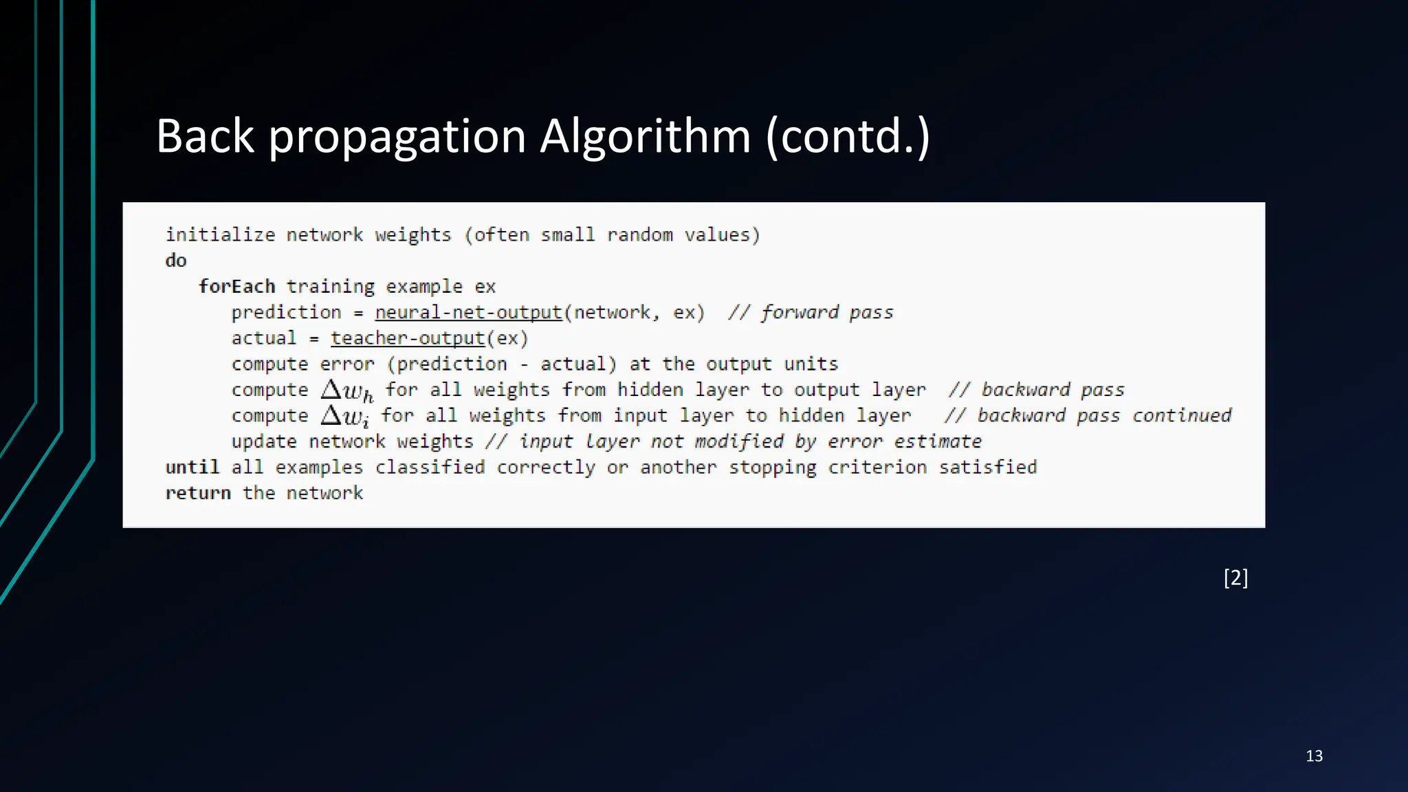 Back propagation Algorithm (contd.)
13
[2]
 