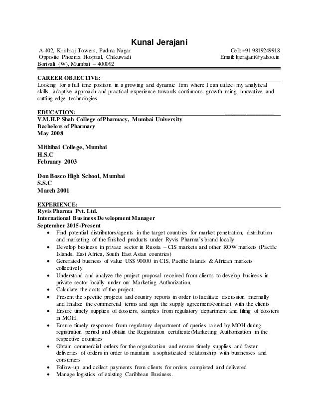 CV With 8 Year Of Work Experience In International Business Developme