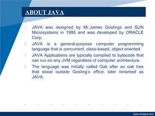 Fundamentals of JAVA | PPT