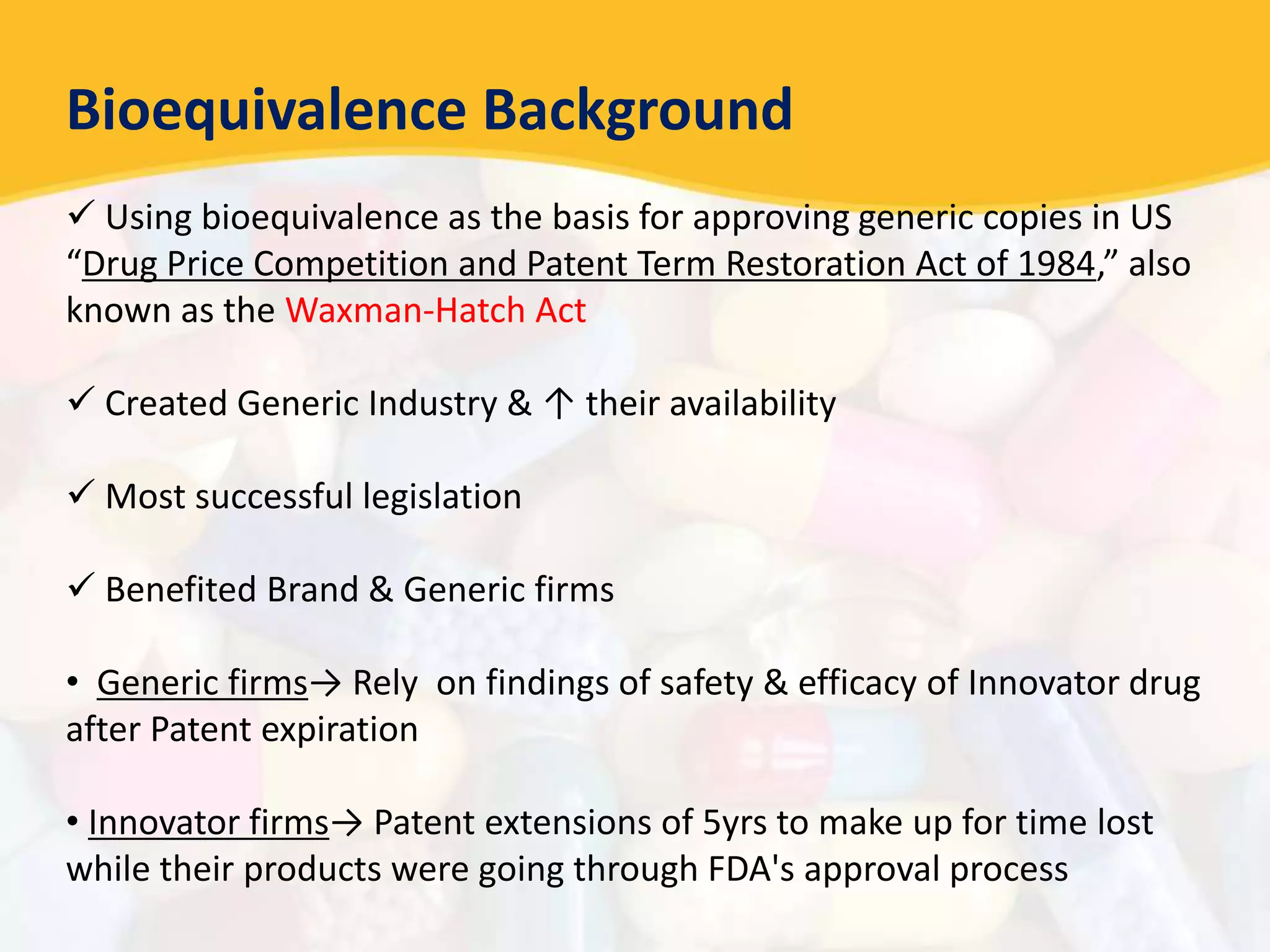 Bioavailability and Bioequivalence Studies | PPTX