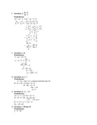 Pembahasan Soal Matematika Kelas 10 Semester 1